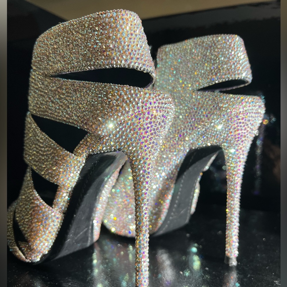 Giuseppe Zanotti Silver Swarovski Strass Crystal Shoes Booties 36.5 Gorgeous! - Picture 7 of 12